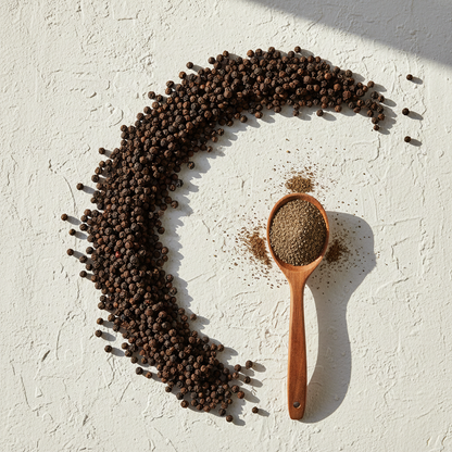 Black Pepper Powder Flat Lay