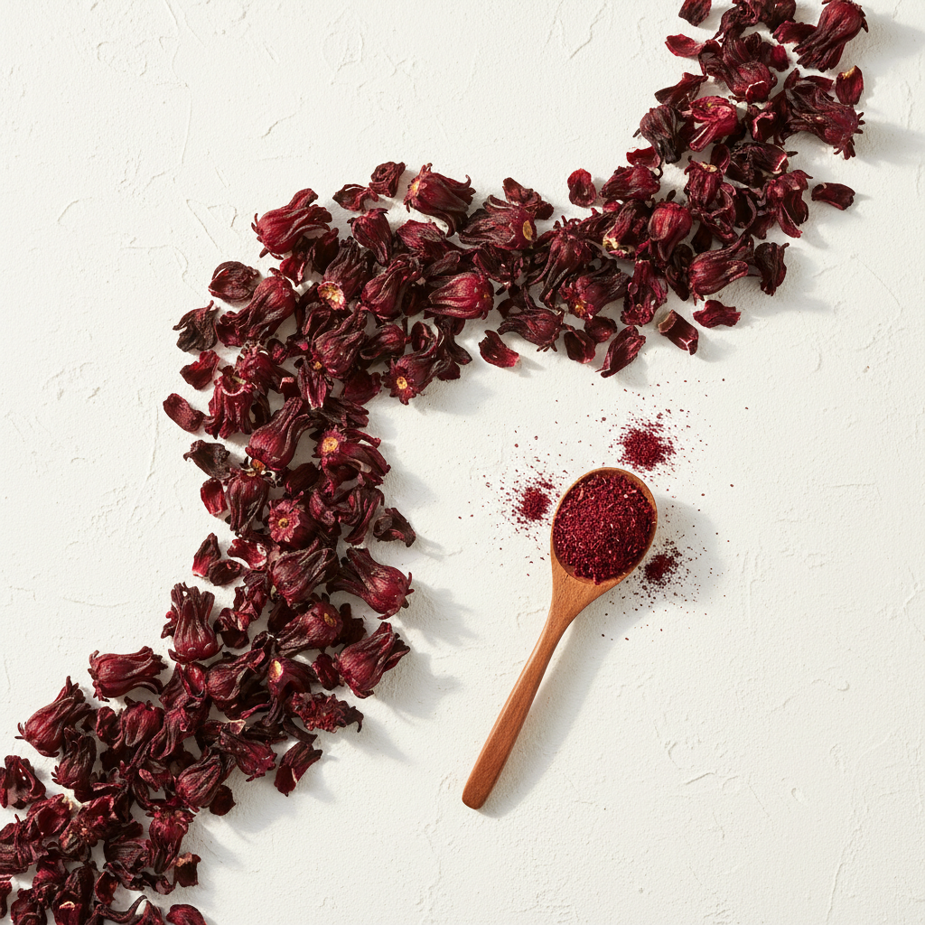 Dried Hibiscus Flowers – Creative Flat Lay