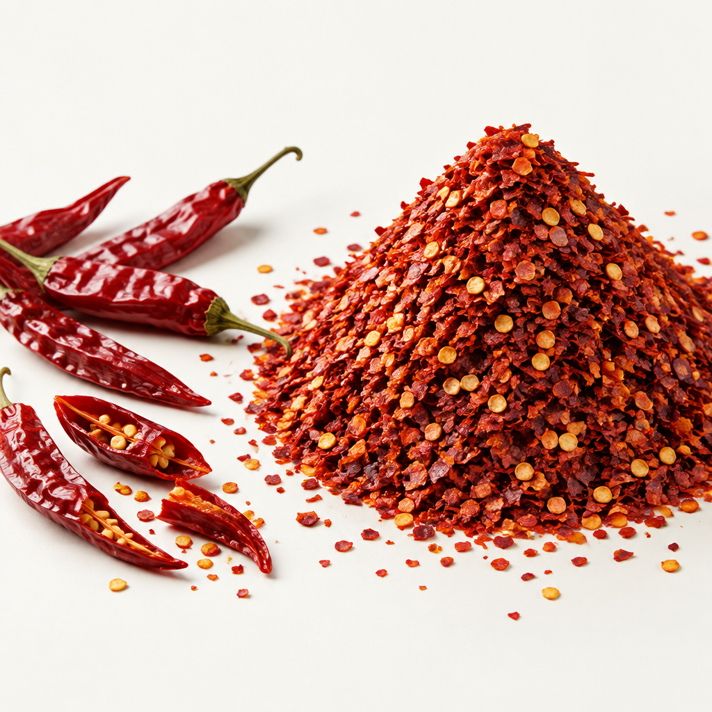Red chilli flakes clean product shot