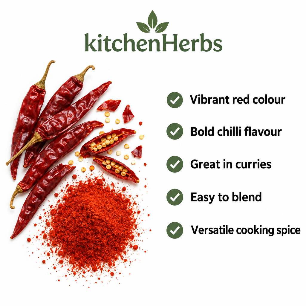 Tikhala Red Chilli Powder benefits infographic